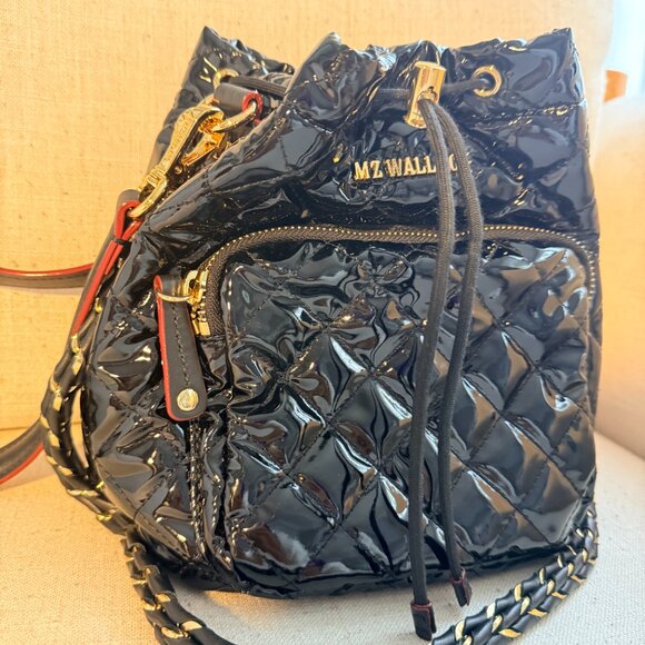 MZ Wallace Limited Edition Black & Gold Lacquer Bag – 3 Straps, Like New, Worn 1 - Picture 3 of 6